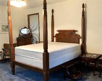 Marvelous 8 FOOT TALL 4-post bed. Firm, spotless, like NEW mattress and box springs included! 