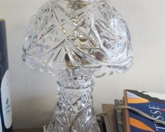 Lead crystal table lamp.