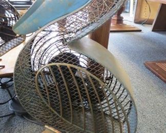 Decorative metal pelican  table fan.
