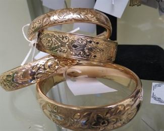 Antique gold filled bangle bracelets.
