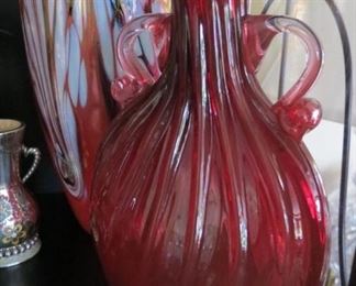 Signed art glass vase.