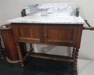 Antique marble top wash stand. Needs to be tightened up, and ready to use! Available for presale - priced @ $250