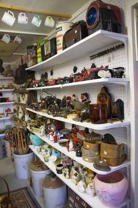 Variety of cast iron toys and figurines