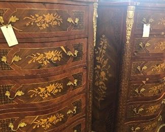 Pair of Matching French Style Marble Top Chests
