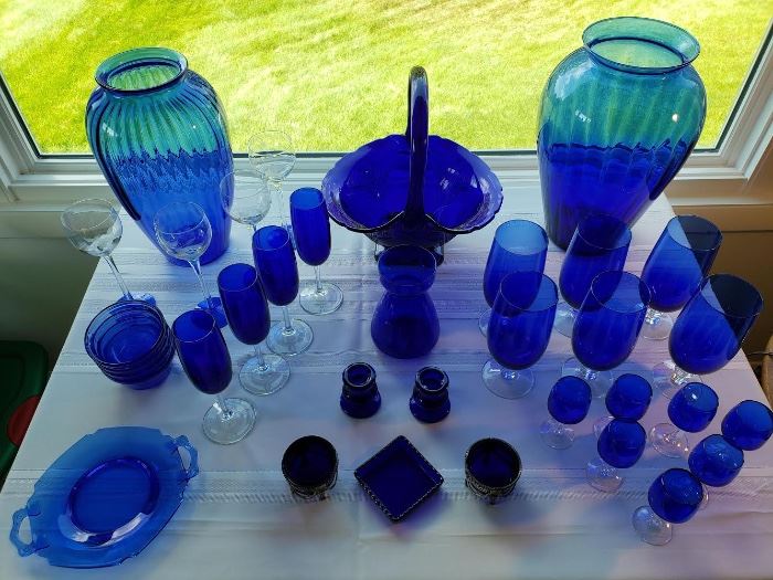 100’s of pieces of Cobalt blue glass