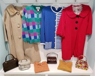 Vintage clothing and handbags