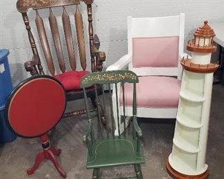 Vintage rockers, small painted flip top table