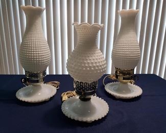Milkglass hobnail lamps