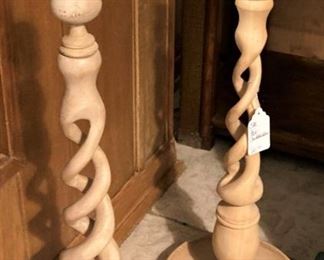 Unfinished barley twist candle holders