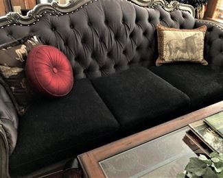 Gray with black 3-cushion formal sofa
