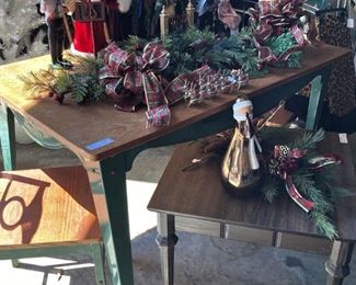 Table & 2 chairs; Christmas centerpiece