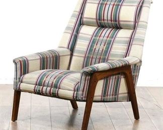 Mid Century Modern Dux Style Plaid Armchair