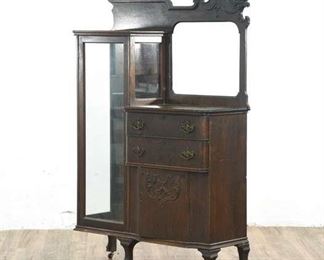Antique Carved Victorian Secretary Cabinet- No Key