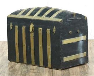 Antique Hump Back Steamer Trunk W Support Braces