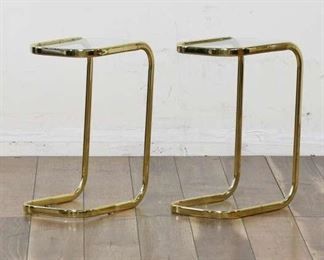Mid Century Baughman Style Cantilever End Tables