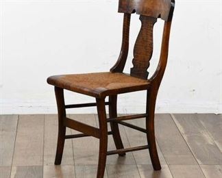 Rustic Country Farmhouse Fiddle Back Rush Seat Chair