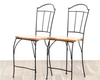 Pair Metal Frame Counter Height Bar Stools