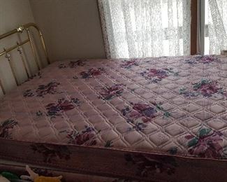 33. . queen size brass bed with like new mattress and box springs $