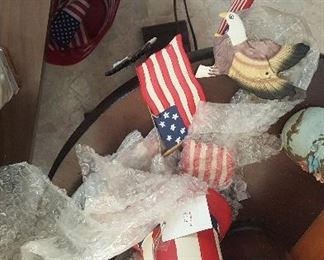 214. ceramic wind chimes with eagles and flags paper on it to keep from breaking $15