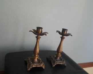 375. antique brass candle holders 