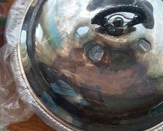 427. silverplate casserole with glass insert $