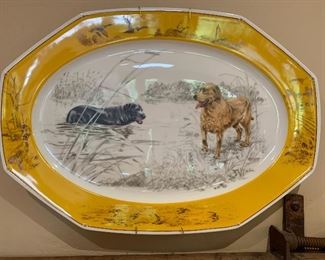 Hermès Chiens d'arret Labrador Plate Platter Large 2x19x13.25 in HxWxD