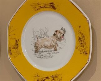 Hermès Chiens d'arret Sealyham Terrier Plate Platter 1x10x10in HxWxD