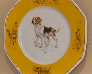 Hermès Chiens d'arret Beagle Plate Platter 1x10x10in HxWxD