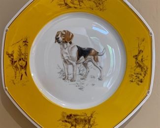 Hermès Chiens d'arret Beagle Plate Platter 1x10x10in HxWxD