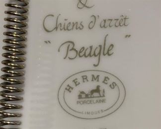 Hermès Chiens d'arret Beagle Plate Platter 1x10x10in HxWxD