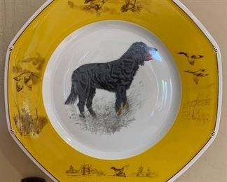 Hermès Chiens d'arret Gordon Setter Plate Platter 1x10x10in HxWxD
