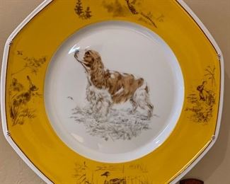 Hermès Chiens d'arret Cocker Spaniel Plate Platter 1x10x10in HxWxD