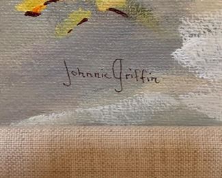 *Original* Art Johnnie Griffin Sunflowers in the Vase Painting 25x21x3in HxWxD