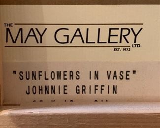 *Original* Art Johnnie Griffin Sunflowers in the Vase Painting 25x21x3in HxWxD