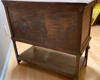 Antique Rustic Glass Front Console Cabinet	29.5x32x15in	HxWxD
