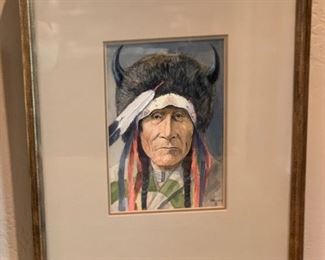 *Original* Art Paul Sollosy Indian Chief Native American 20x16x1.5in HxWxD