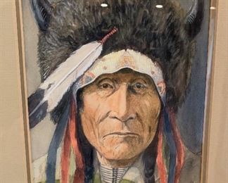 *Original* Art Paul Sollosy Indian Chief Native American 20x16x1.5in HxWxD