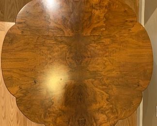 Antique Burl Wood Flamed Mahogany Table 20.5x34x34in HxWxD