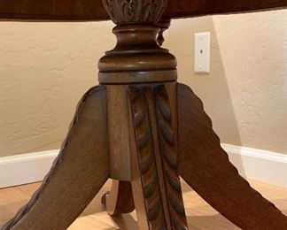 Antique Burl Wood Flamed Mahogany Table 20.5x34x34in HxWxD