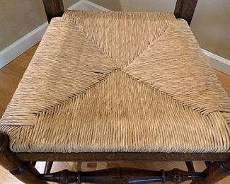 Antique Oak Accent Chair with Rush Seat 45x23x24in HxWxD