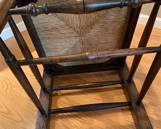 Antique Oak Accent Chair with Rush Seat 45x23x24in HxWxD