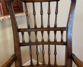 Antique Oak Accent Chair with Rush Seat 45x23x24in HxWxD