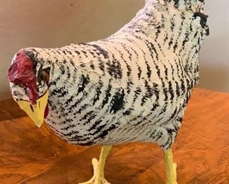 Artist Made Wahler Rooster paper mache 14x15x8in HxWxD