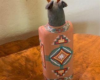 Marvin Jim Navajo Folk Art Carving Mule Deer 13.5in H