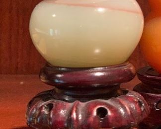 Lot of 3 Carved Asian Stone Decor with Bases 4.5in H