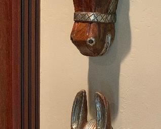 2pc Wood & Hammered Tin Horse Heads Pair	13.5x4x3in	HxWxD
