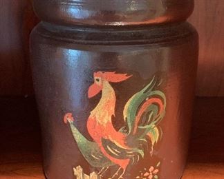 2pc Lidded Stoneware Jugs 9in H x 6in Diameter & 7x6in Diameter