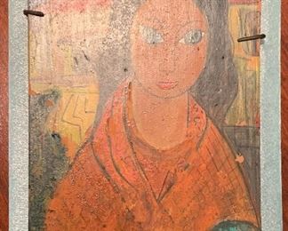 Hand painted Tile French Woman 9x6x.5 HxWxD