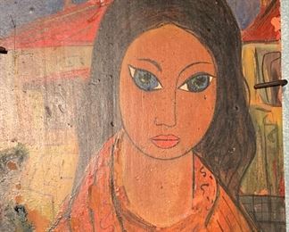 Hand painted Tile French Woman 9x6x.5 HxWxD