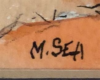 M.sea Pig Watercolor Art 9x11x1in HxWxD
